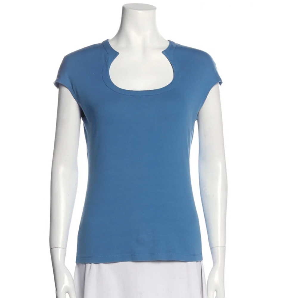 Lafayette New York Blue Cap Sleeve Top size S